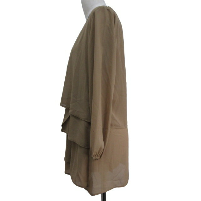 【中古】Paolo Perini ブラウス ティアードチュニック 長袖 ベージュ 42 Mサイズ相当 0513 レディース 【ベクトル 古着】 240521
