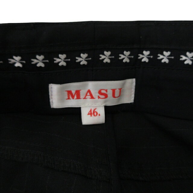 【中古】MASU パンツ ロング ウール ストライプ 46 Mサイズ相当 ブラック k1912 0429 メンズ 【ベクトル 古着】 250429