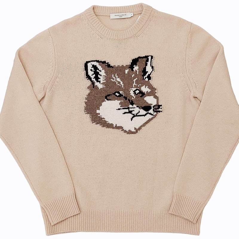 楽天ブランド古着の買取販売ベクトル【中古】メゾンキツネ MAISON KITSUNE BIG FOX HEAD PULLOVER ニット セーター ビッグアイコン ミドルゲージ イタリア製 HM00509KT1016 ベージュ M メンズ レディース 【ベクトル 古着】 240308