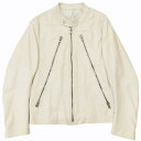 【中古】マルタンマルジェラ 14 Martin Margiela 14 08SS 5 Zip Riders 八の字ライダース シングル レザージャケット 革ジャン ブルゾン ここのえ期 イタリア製 28 AM006 オフホワイト 48 0331 メンズ 【ベクトル 古着】 240408