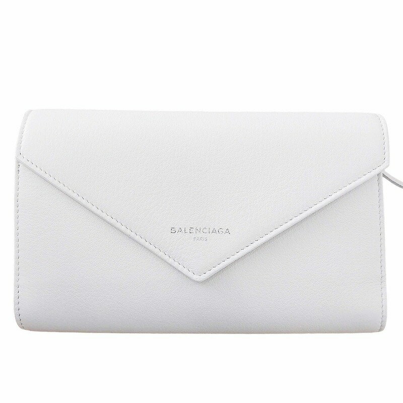 未使用品 バレンシアガ BALENCIAGA 希少カラー ペーパーマニー フラップラウンドジップ ロングウォレット 長財布 レザー イタリア製 371661 ホワイト 0404 レディース  240407