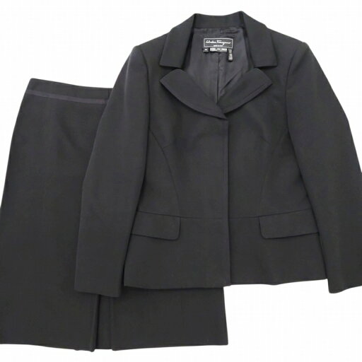 【中古】サルヴァトーレフェラガモ Salvatore Ferragamo セットアップ フォーマル スーツ ジャケット スカート シングル 4B 比翼ボタン ひざ丈 40 黒 ブラック 0619 レディース 【ベクトル 古着】 250619 【中古】サルヴァトーレフェラガモ Salvatore Ferragamo セットアップ フォーマル スーツ ジャケット スカート シングル 4B 比翼ボタン ひざ丈 40 黒 ブラック 0619 レディース 【ベクトル 古着】 250619