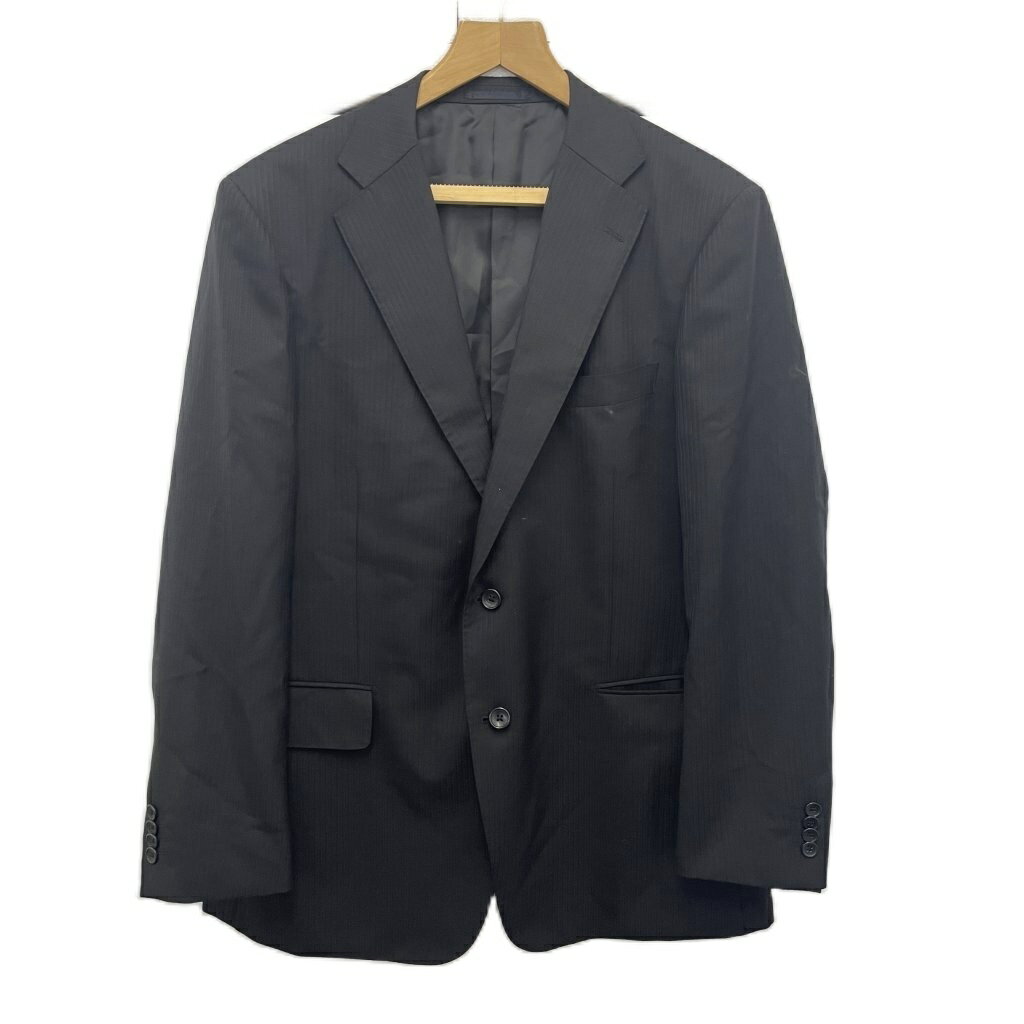 【中古】クリスチャン オラーニ CHRISTIAN ORANI テーラードジャケット ブレザー 2B シングル ストライプ BE7 黒 ブラック メンズ 【ベクトル 古着】 250905