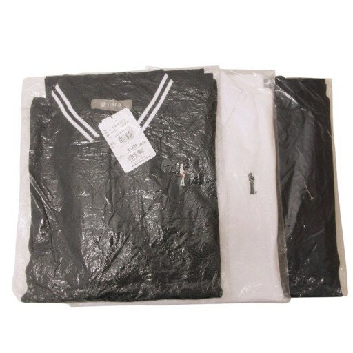 【中古】未使用品 ナノユニバース nano universe タグ付 ラインカラー刺繍ポロシャツ ソリッドカラー刺繍ポロシャツ 3点セット 半袖 S ブラック ...