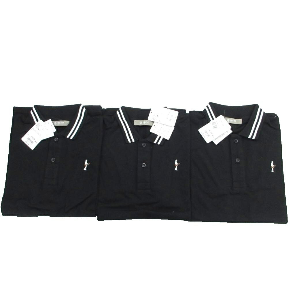 【中古】ナノユニバース nano universe タグ付き 3点セット ポロシャツ 半袖 S 黒 ブラック 白 ホワイト NUC81TT0341CO ■YHS...