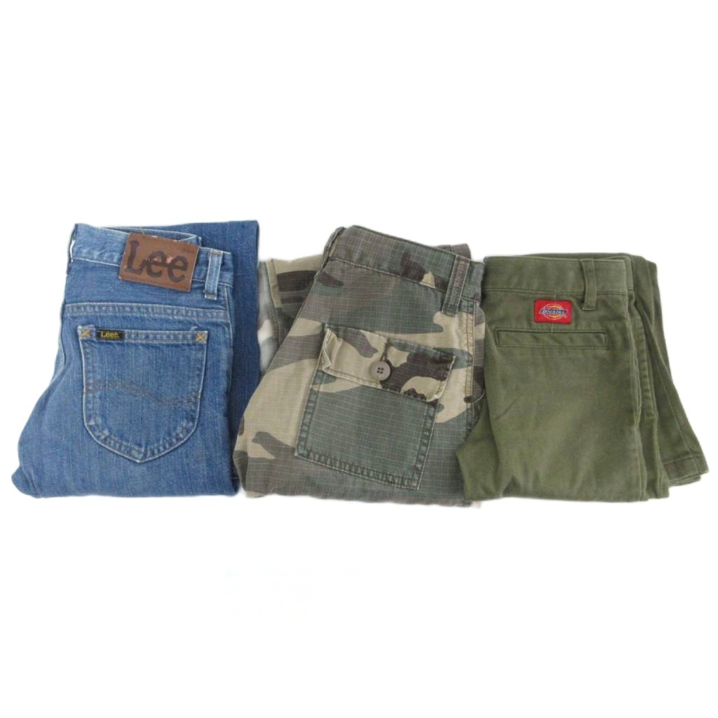 【中古】アヴィレックス AVIREX ディッキーズ リー 3点セット ボトムス デニムパンツ ジーンズ 130cm インディゴ カーキ キッズ 【ベクトル 古着】 251104