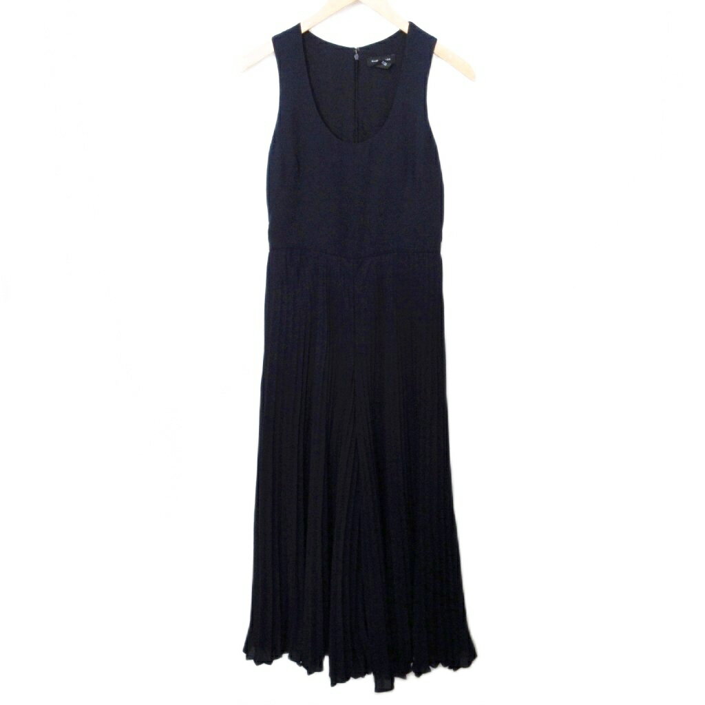 【中古】クラブモナコ CLUB MONACO 美品 オールインワン 切替 プリーツ ワイド ノースリーブ 4 約M 紺 ネイビー 1130 レディース 【ベクトル 古着】 251130