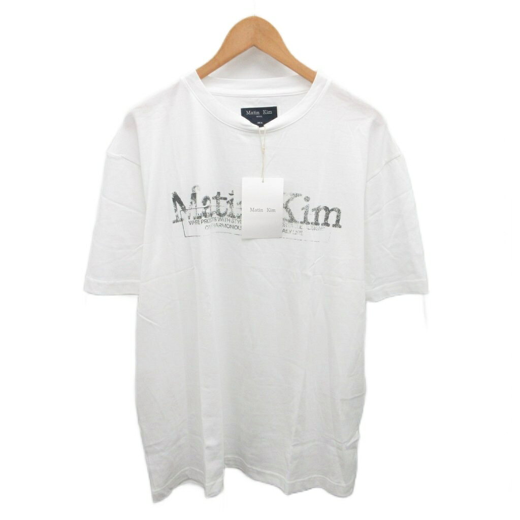 【中古】未使用品 タグ付き マーティンキム Matin Kim STAMP LOGO GRAPHIC CROP TOP IN WHITE Tシャツ カットソー 半袖 ロゴプリント F 白 ホワイト メンズ 【ベクトル 古着】 260107
