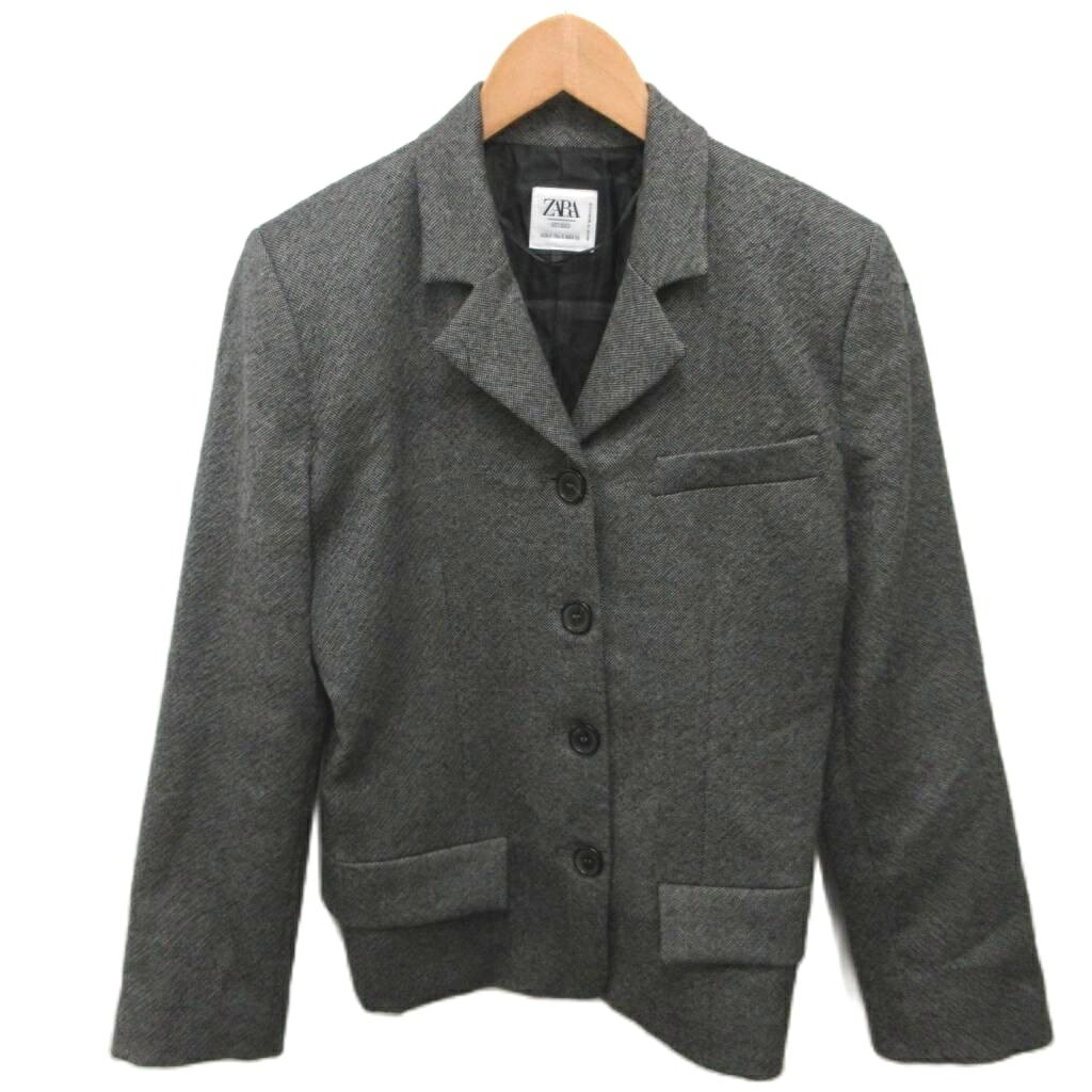 【中古】ザラ ZARA テーラードジャケット ブレザー シングル 3B ウール S グレー 2177/845/800 レディース 【ベクトル 古着】 260217