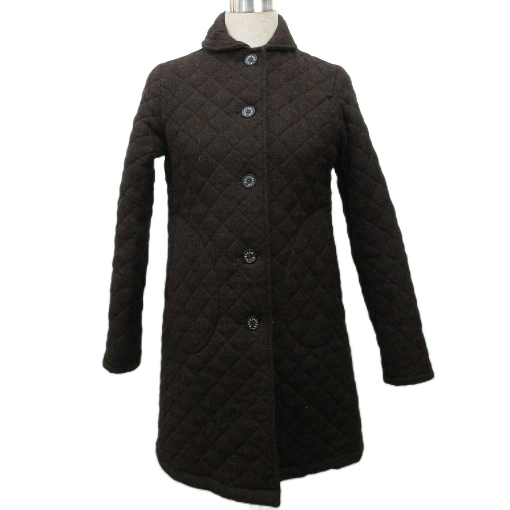 【中古】マッキントッシュ MACKINTOSH キルティングコート 中綿 ロング丈 ウール 34 こげ茶 ■IBO91 レディース 【ベクトル 古着】 260318