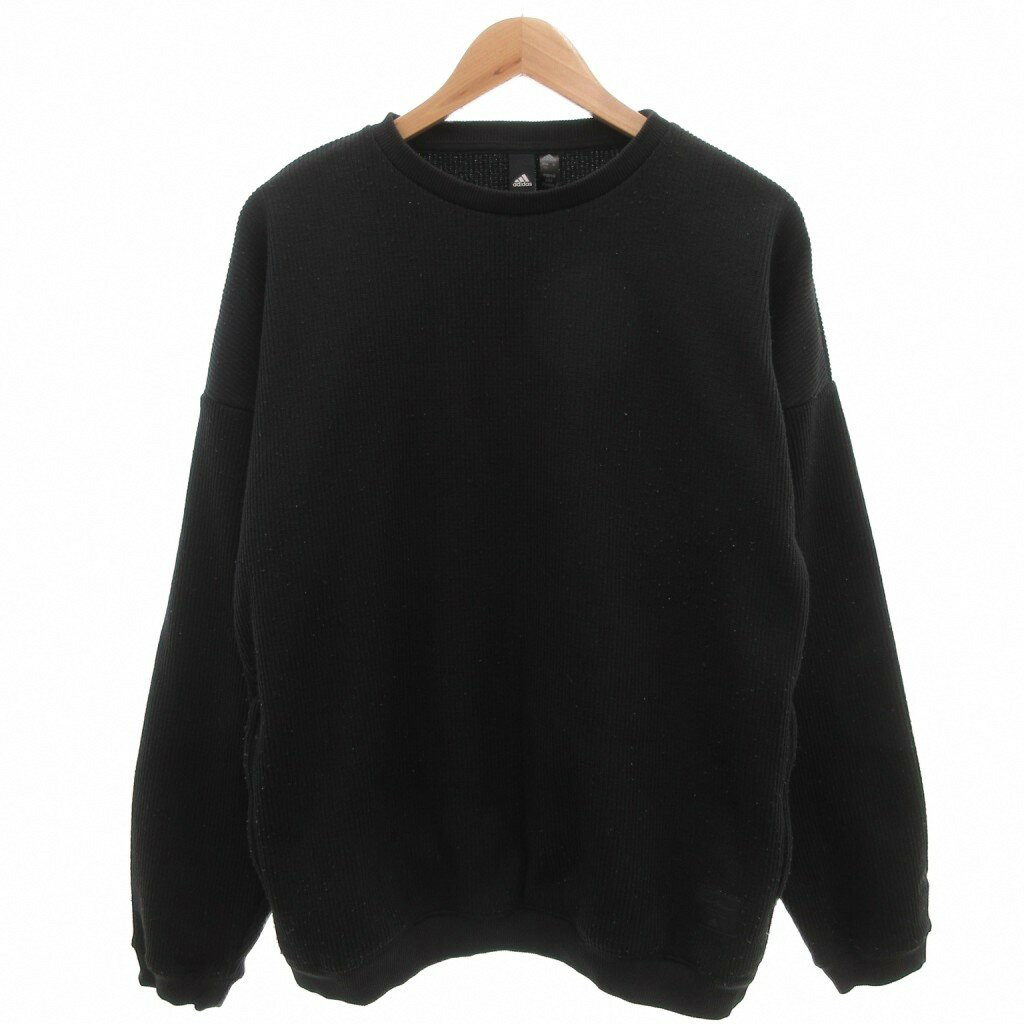 樂天商城 - 【中古】アディダス adidas トレーナー L 黒 ブラック 長袖 ラウンドネック リブ編み /ML ■IBO91 メンズ 【ベクトル 古着】 260423
