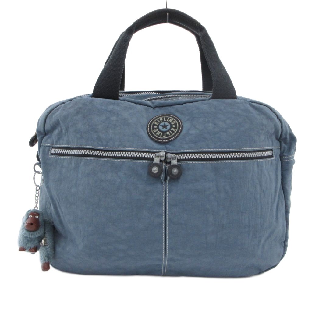 【中古】キプリング KIPLING ハンドバッグ ロゴ ゴリラチャーム 青 ライトブルー /JS ■GY99 レディース 【ベクトル 古着】 260511