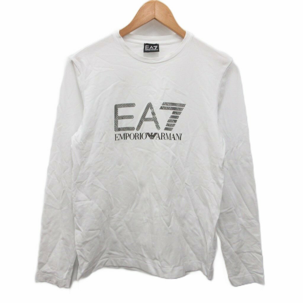 【中古】エンポリオアルマーニ EMPORIO ARMANI Tシャツ カットソー 長袖 ロゴプリント シルバー 白 ホワイト S ■IBO96 メンズ 【ベクトル 古着】 260521