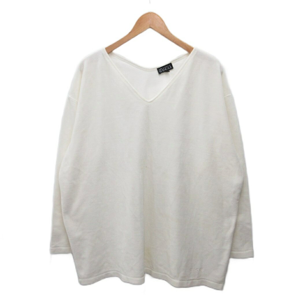 gucci///////////////\' - 【中古】グッチ GUCCI スウェット トレーナー 長袖 Vネック オーバーサイズ S アイボリー 256-5017-6905 レディース 【ベクトル 古着】 260618