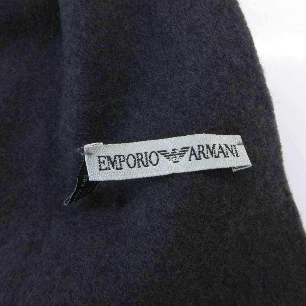 【中古】エンポリオアルマーニ EMPORIO ARMANI マフラー グレー フリンジ ロゴ 刺...