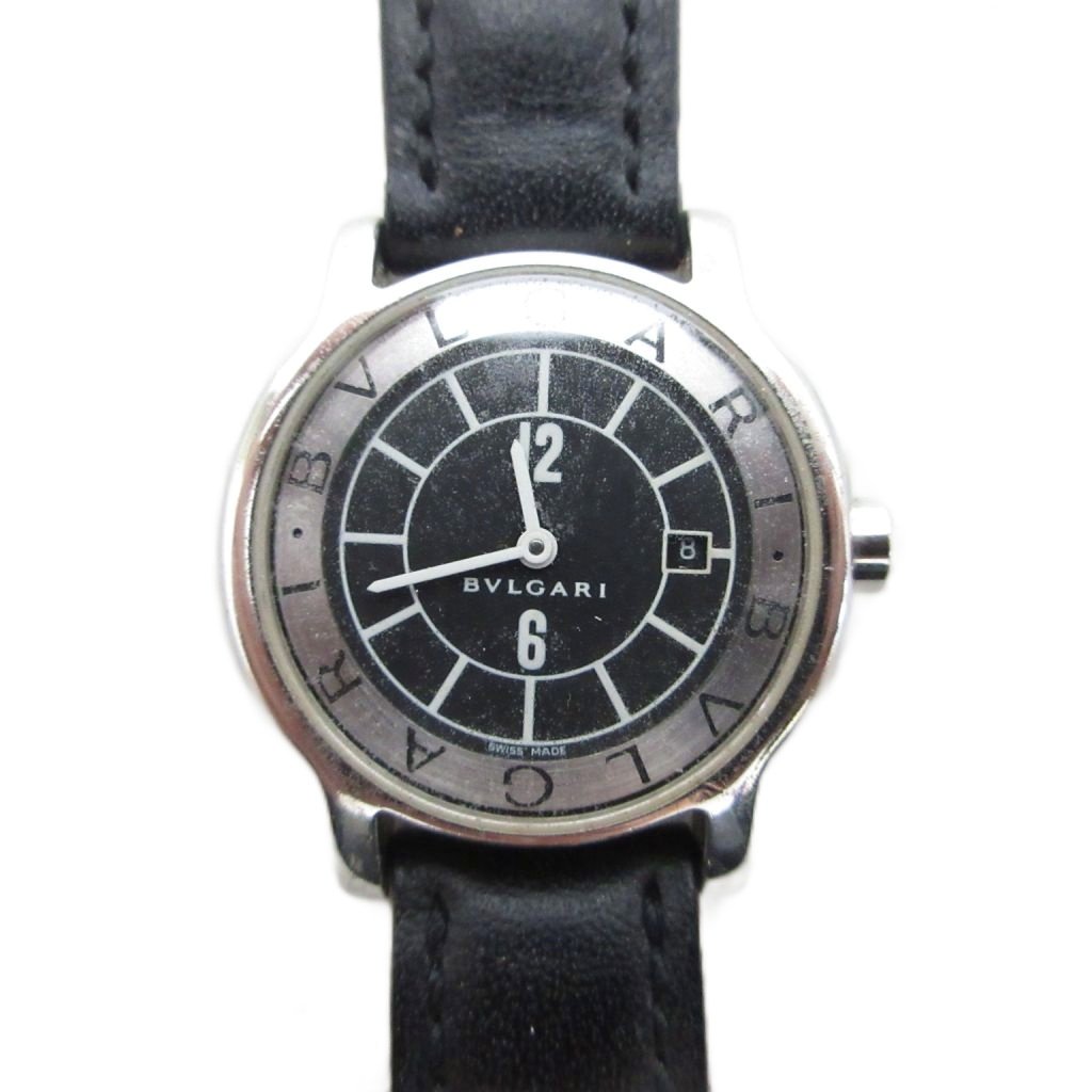 【中古】ブルガリ BVLGARI Solotempo ソロテンポ 腕時計 ウォッチ クオーツ ST29S 黒 ブラック シルバーカラー ジャンク品 ☆AA★ レディース 【ベクトル 古着】 260712