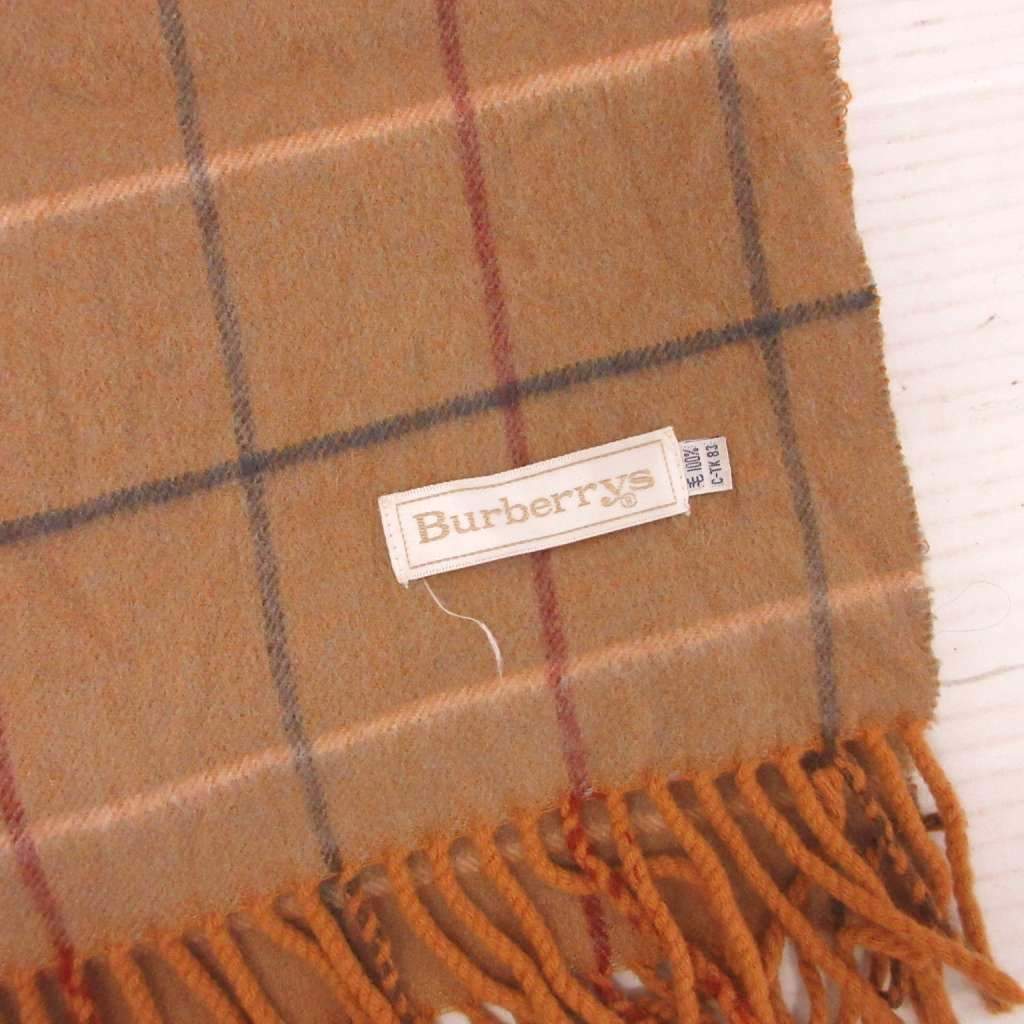 【中古】バーバリーズ Burberrys マフラー ストール フリンジ チェック ベージュ ■...