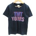 【中古】ティーエムティー TMT Tシャツ カットソー 半袖 ラウンドネック ラメ ロゴ S 紺 ネイビー /SM36 ■GY03 レディース 【ベクトル 古着】 240910(4)