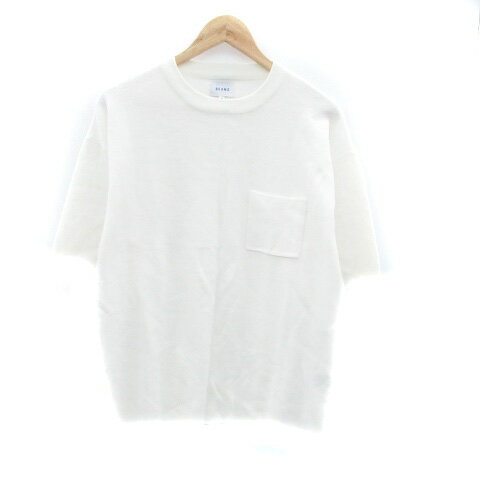 【中古】ビームス BEAMS ニット カットソー ラウンドネック 半袖 無地 M オフホワイト /HO47 メンズ 【ベクトル 古着】 241008