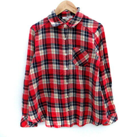 【中古】ナチュラルビューティーベーシック NATURAL BEAUTY BASIC カジュアルシャツ 長袖 チェック柄 S マルチカラー 赤 レッド 紺 ネイビー /SM17 レディース 【ベクトル 古着】 241009