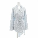 【中古】エンフォルド ENFOLD 20SS シャツ ブラウス ストライプ アシンメトリー 長袖 38 M 白 ホワイト ライトブルー /AE レディース 【ベクトル 古着】 250714