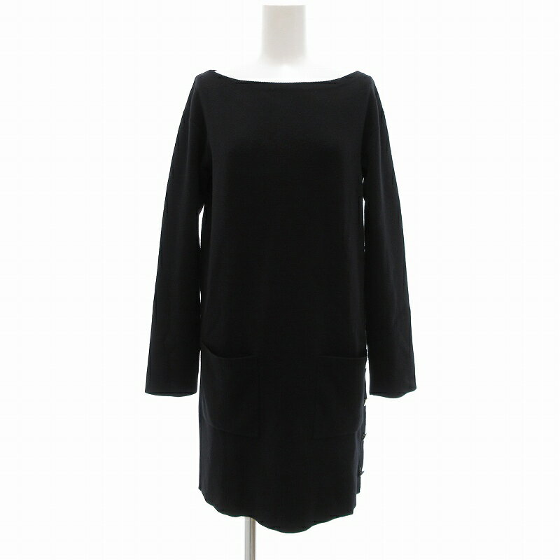 【中古】ドゥロワー Drawer 美品 ニットワンピース ウール ボタン 1 ブラック 6513-299-0230 /UO レディース 【ベクトル 古着】 250714