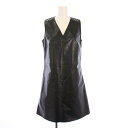 【中古】メゾンマルジェラ 4 Maison Margiela 4 ワンピース ひざ丈 ノースリーブ Vネック フェイクレザー 無地 40 黒 ブラック /BB レディース 【ベクトル 古着】 250715