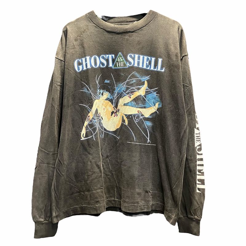 【中古】未使用品 セントマイケル SAINTMICHAEL タグ付き 24SAW 攻殻機動隊 GHOST IN THE SHELL LS TEE ILYA GITS プリント エイジング加工 長袖 Tシャツ L 黒 ブラック メンズ 【ベクトル 古着】 250801