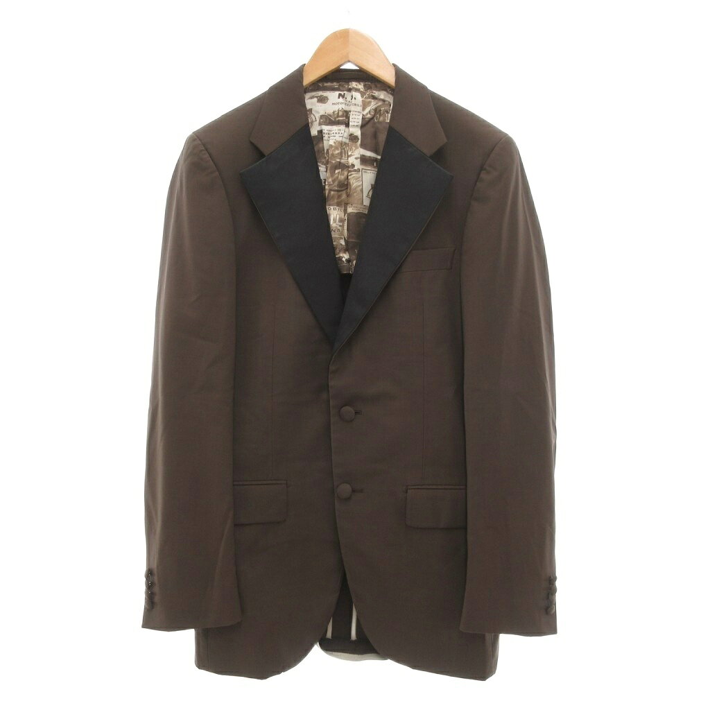 【中古】OXFORD ZIGNONE テーラードジャケット シングル 背抜き 茶 ブラウン /UO 【ベクトル 古着】 250916