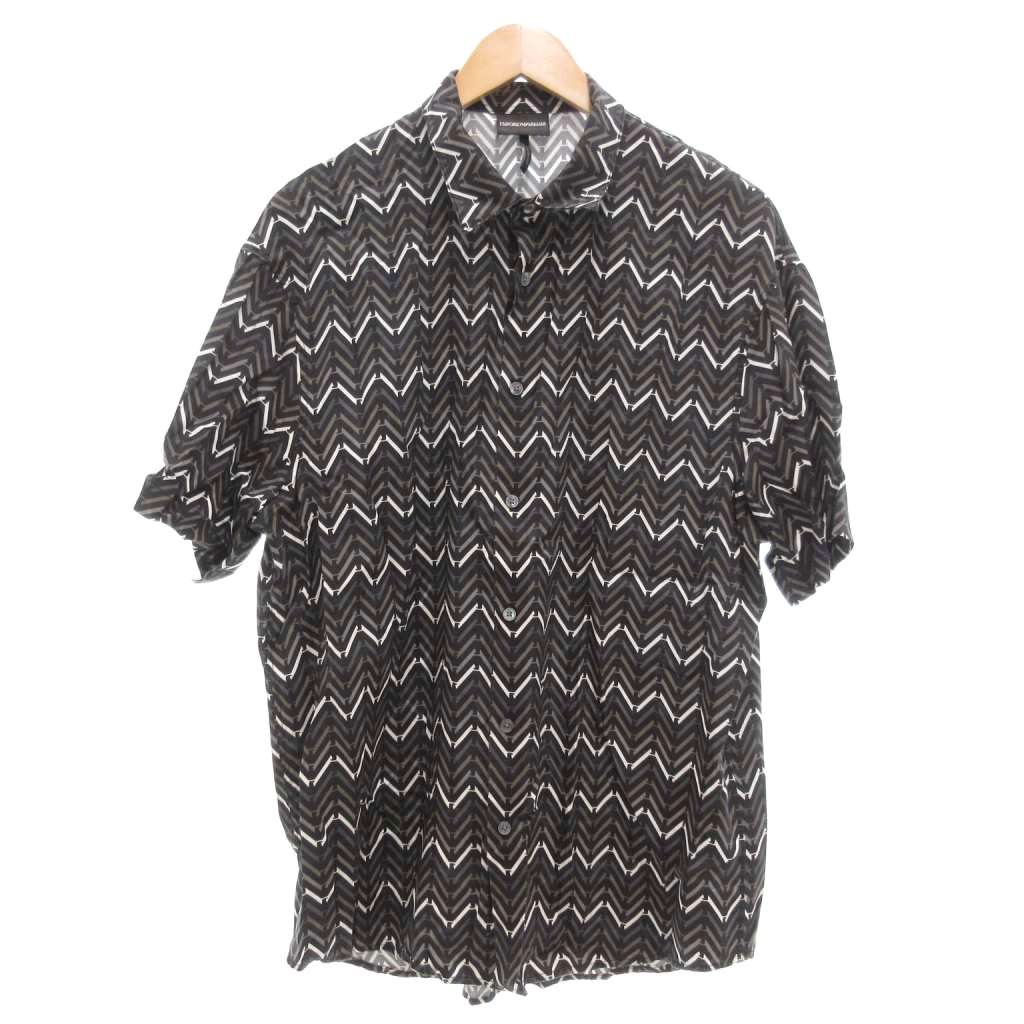樂天商城 - 【中古】エンポリオアルマーニ EMPORIO ARMANI シャツ 半袖 総柄 XL 黒系 マルチカラー /UO メンズ 【ベクトル 古着】 250917