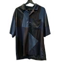 【中古】アンリアレイジ ANREALAGE PANEL PATCHWORK RAYON SHIRT オープンカラーシャツ 半袖 48 紺 ネイビー メンズ 【ベクトル 古着】 250913