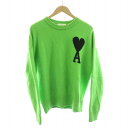 【中古】アミパリス AMI PARIS ニット セーター クルーネック 長袖 ウール ハートロゴ オーバーサイズ ユニセックス ライトグリーン UKS002.0...