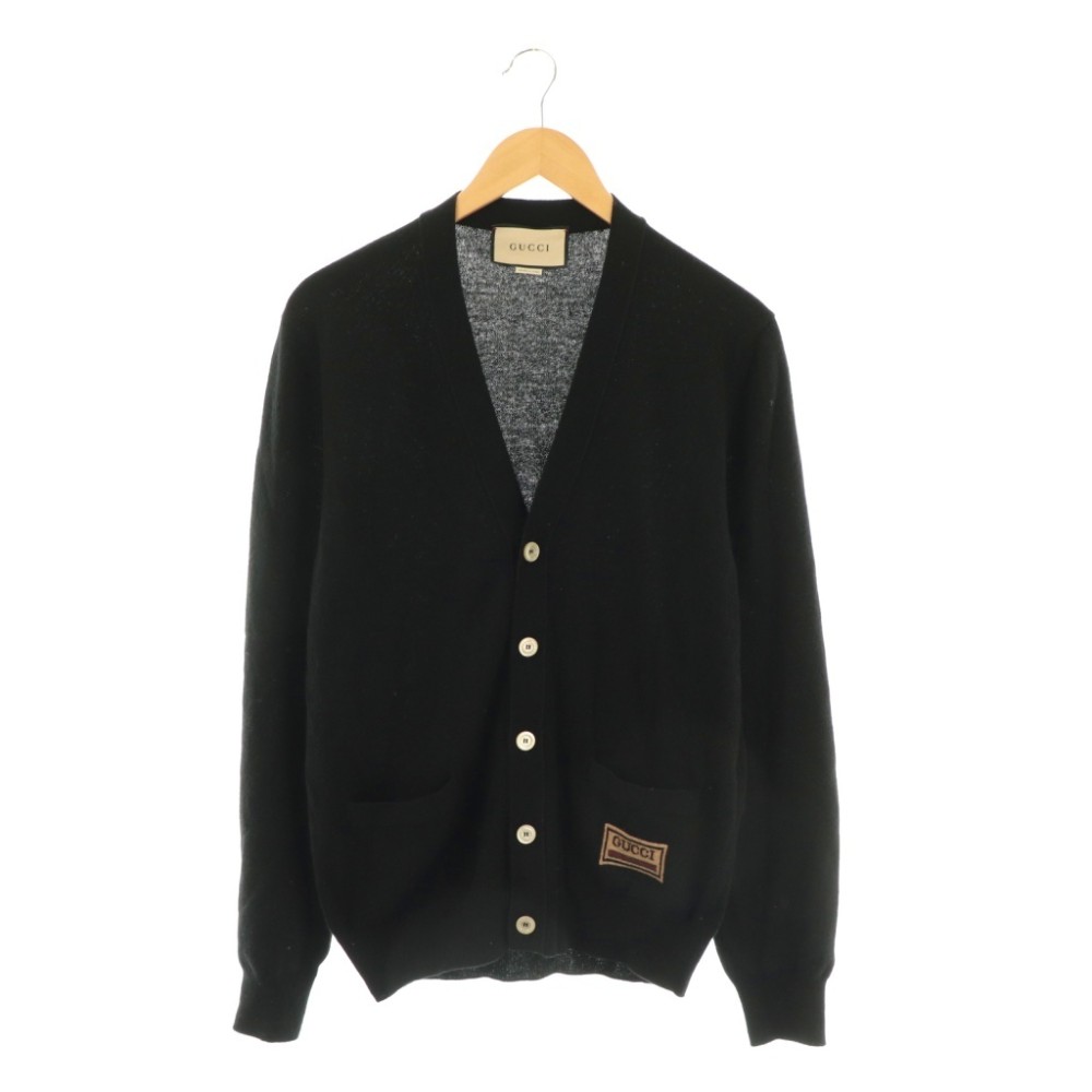 gucci///////////////\' - 【中古】グッチ GUCCI ロゴポケットカーディガン ニット 長袖 カシミヤ ウール混 XS 黒 /NR ■OS ■SH メンズ 【ベクトル 古着】 260204