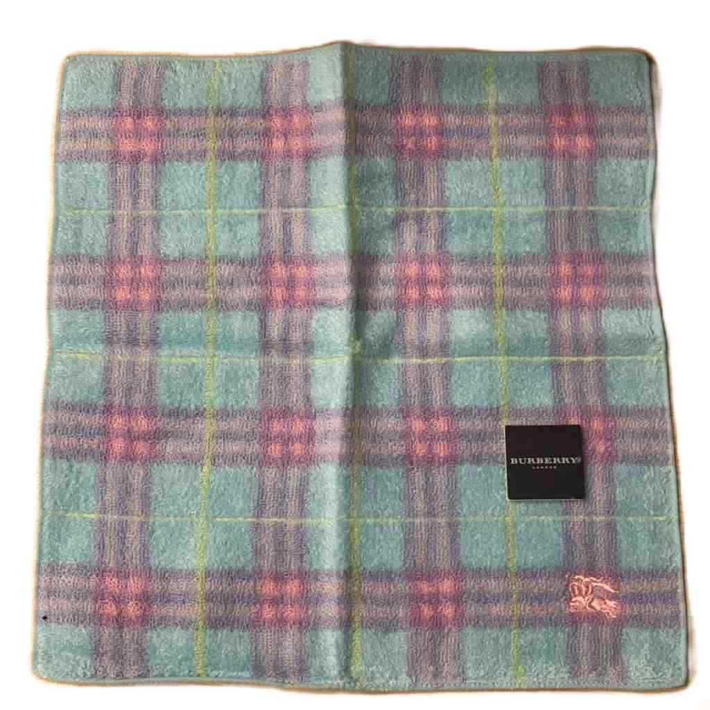 【中古】未使用品 バーバリー ロンドン BURBERRY LONDON タグ付き ハンカチ ハンドタオル 青 ブルー 緑 グリーン ■GY99 レディース 【ベクトル 古着】 260422