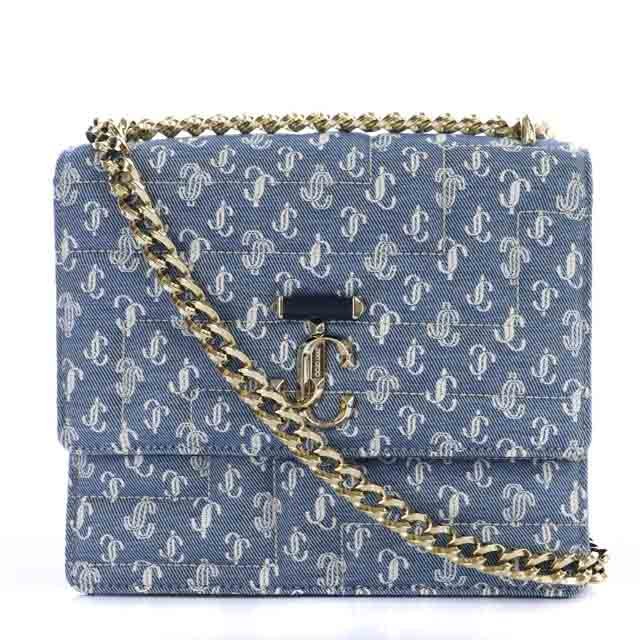 ジミーチュウ JIMMY CHOO 23SS VARENNE AVENUE QUAD デニムキルティング JCロゴ ショルダーバッグ 総柄 ゴールド金具 インディゴ J000156607 /RM レディース  260330