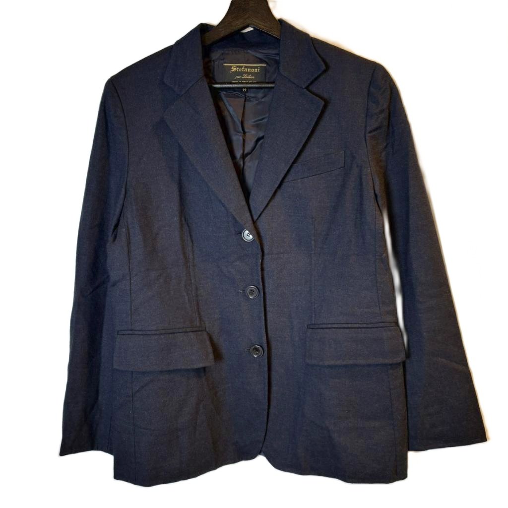 ステファノー二 Stefanoni LANIFICIO FILA 1911 テーラードジャケット ブレザー 44 約S〜M 紺 ネイビー ■GY99 レディース  260416