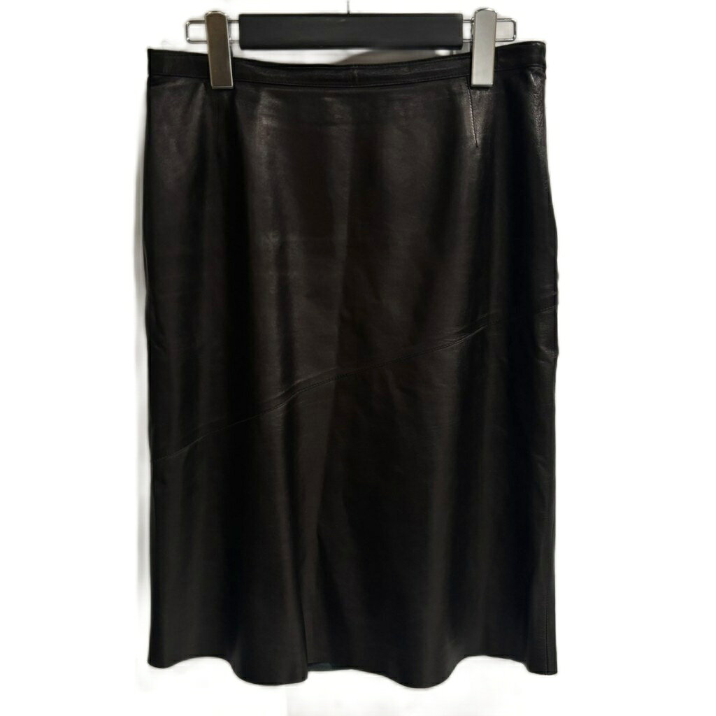 gucci///////////////\' - 【中古】グッチ GUCCI トムフォード期 レザースカート ラムレザー ひざ丈 黒 ブラック 42 約M レディース 【ベクトル 古着】 260423