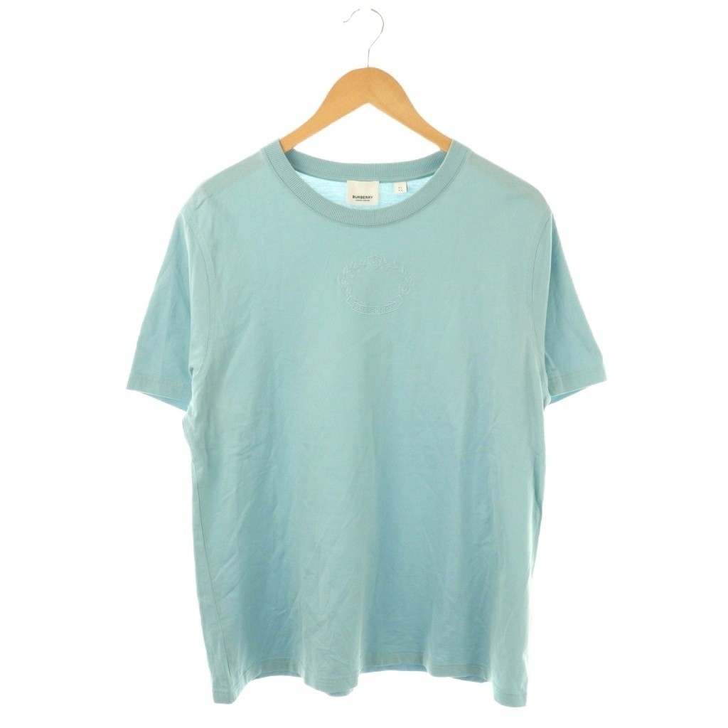 【中古】バーバリー BURBERRY リーフロゴ コットンTシャツ カットソー 半袖 XL 水色 /NR ■OS レディース 【ベクトル 古着】 260520