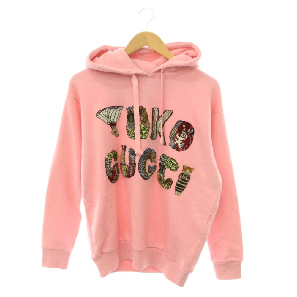 【中古】未使用品 グッチ GUCCI ヒグチユウコ 日本限定 ビジューパーカー スウェット プルオーバー XXS ピンク マルチカラー 615061 /CX ■OS レディース 【ベクトル 古着】 260905