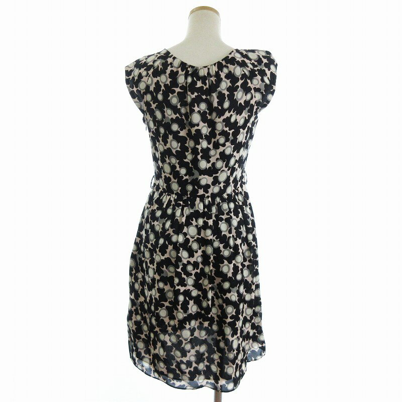 【中古】ミリーオブニューヨーク MILLY OF NEW YORK ワンピース ひざ丈 シルク 総柄 黒 ブラック系 2 M位 ■GY35 レディース 【ベクトル 古着】 241226