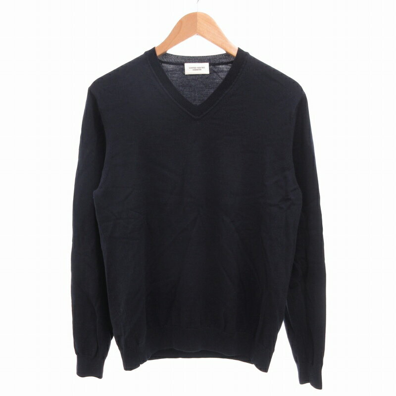 【中古】ユナイテッドアローズ UNITED ARROWS グレーハイゲージVネックニット セーター 長袖 プルオーバー 薄手 ウール L 紺 ネイビー /GV メンズ 【ベクトル 古着】 250210