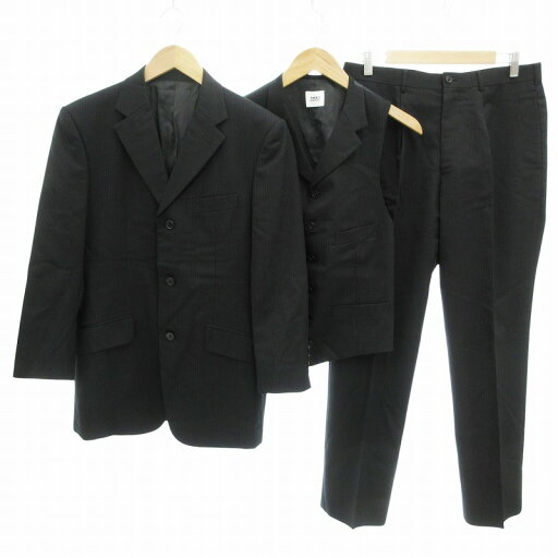 【中古】タケオキクチ TAKEO KIKUCHI 3ピーススーツ セットアップ ビジネス ジャケット ベスト パンツ ピンストライプ 3B 総裏地 3 黒 ブラック /FF メンズ 【ベクトル 古着】 250409 【中古】タケオキクチ TAKEO KIKUCHI 3ピーススーツ セットアップ ビジネス ジャケット ベスト パンツ ピンストライプ 3B 総裏地 3 黒 ブラック /FF メンズ 【ベクトル 古着】 250409