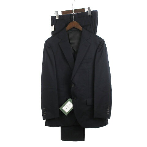 【中古】未使用品 五大陸 gotairiku タグ付き DORMEUIL ドーメル スーツ セットアップ テーラードジャケット 背抜き サイドベンツ パンツ ウール ネイビー 38 春夏秋 メンズ 【ベクトル 古着】 250412