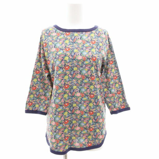 【中古】ビームスボーイ BEAMS BOY 23SS リバティ ボートネック7分袖カットソー Tシャツ 花柄 1 紺 ネイビー 13-14-0044-654 /GV レディース 【ベクトル 古着】 250510 【中古】ビームスボーイ BEAMS BOY 23SS リバティ ボートネック7分袖カットソー Tシャツ 花柄 1 紺 ネイビー 13-14-0044-654 /GV レディース 【ベクトル 古着】 250510