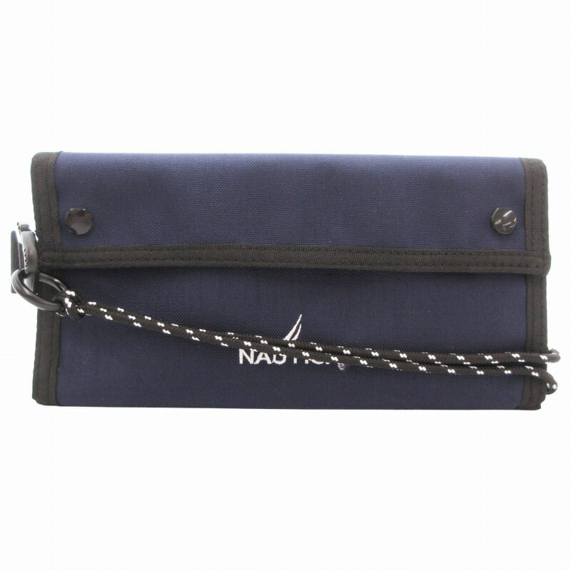 【中古】ノーティカ NAUTICA 美品 ショルダーウォレット 長財布 ウォレット ロゴ刺繍 コーデュラナイロン 紺 ネイビー /GV メンズ 【ベクトル 古着】 250516