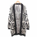 【中古】ザラ ZARA アブストラクトデザイン入りジャカードカーディガン ニット 羽織 L 紺 ネイビー 白 ホワイト /GV レディース 【ベクトル 古着】 ...
