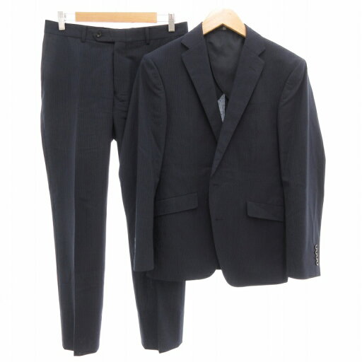 【中古】ザ・スーツカンパニー THE SUIT COMPANY SUPER100s スーツ セットアップ 上下 シングル テーラードジャケット パンツ 2B センターベント ストライプ A4 紺 ネイビー 黒 ブラック /GV メンズ 【ベクトル 古着】 250522 【中古】ザ・スーツカンパニー THE SUIT COMPANY SUPER100s スーツ セットアップ 上下 シングル テーラードジャケット パンツ 2B センターベント ストライプ A4 紺 ネイビー 黒 ブラック /GV メンズ 【ベクトル 古着】 250522