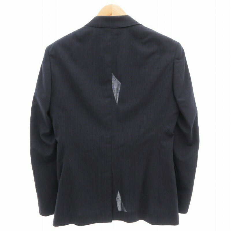 【中古】ザ・スーツカンパニー THE SUIT COMPANY SUPER100s スーツ セットアップ 上下 シングル テーラードジャケット パンツ 2B センターベント ストライプ A4 紺 ネイビー 黒 ブラック /GV メンズ 【ベクトル 古着】 250522