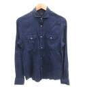 【中古】エポカ ウォモ EPOCA UOMO リネンシャツ 長袖 カジュアル 44 紺 ネイビー /GV レディース 【ベクトル 古着】 250522