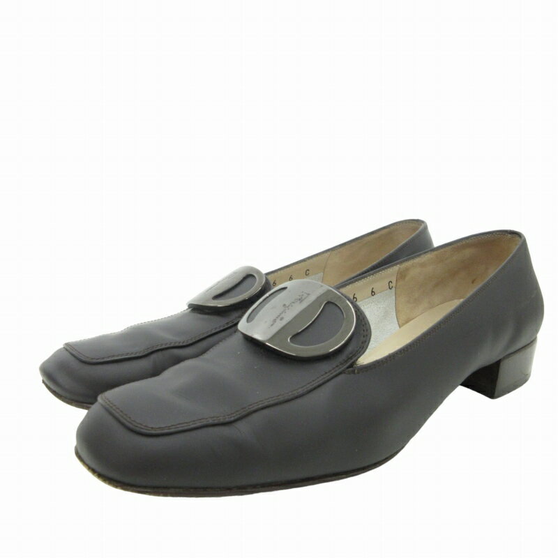 【中古】サルヴァトーレフェラガモ Salvatore Ferragamo ヴァラ パンプス シューズ スクエアトゥ レザー 6 23.5 黒 ブラック /FF 0731 ■WY レディース 【ベクトル 古着】 240730(4)
